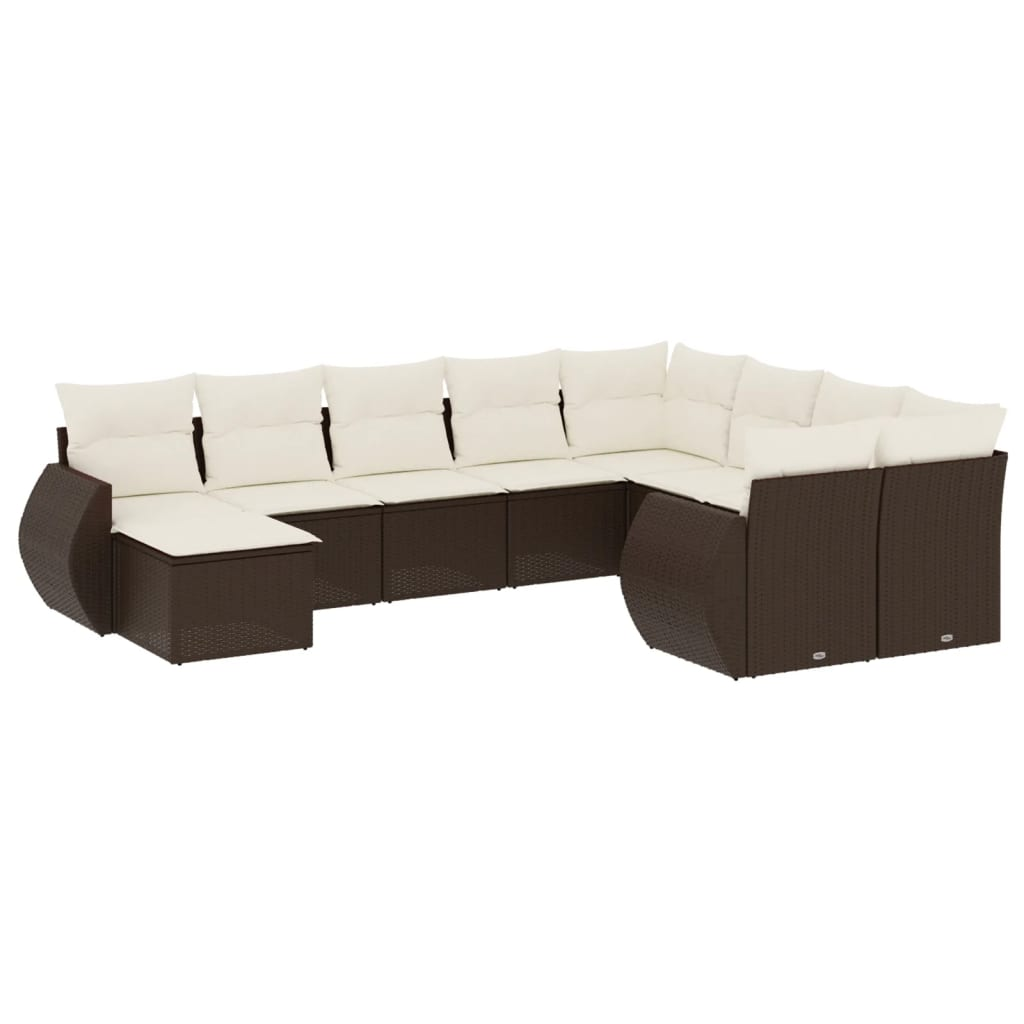 10 részes barna polyrattan kerti ülőgarnitúra párnákkal (3254200)