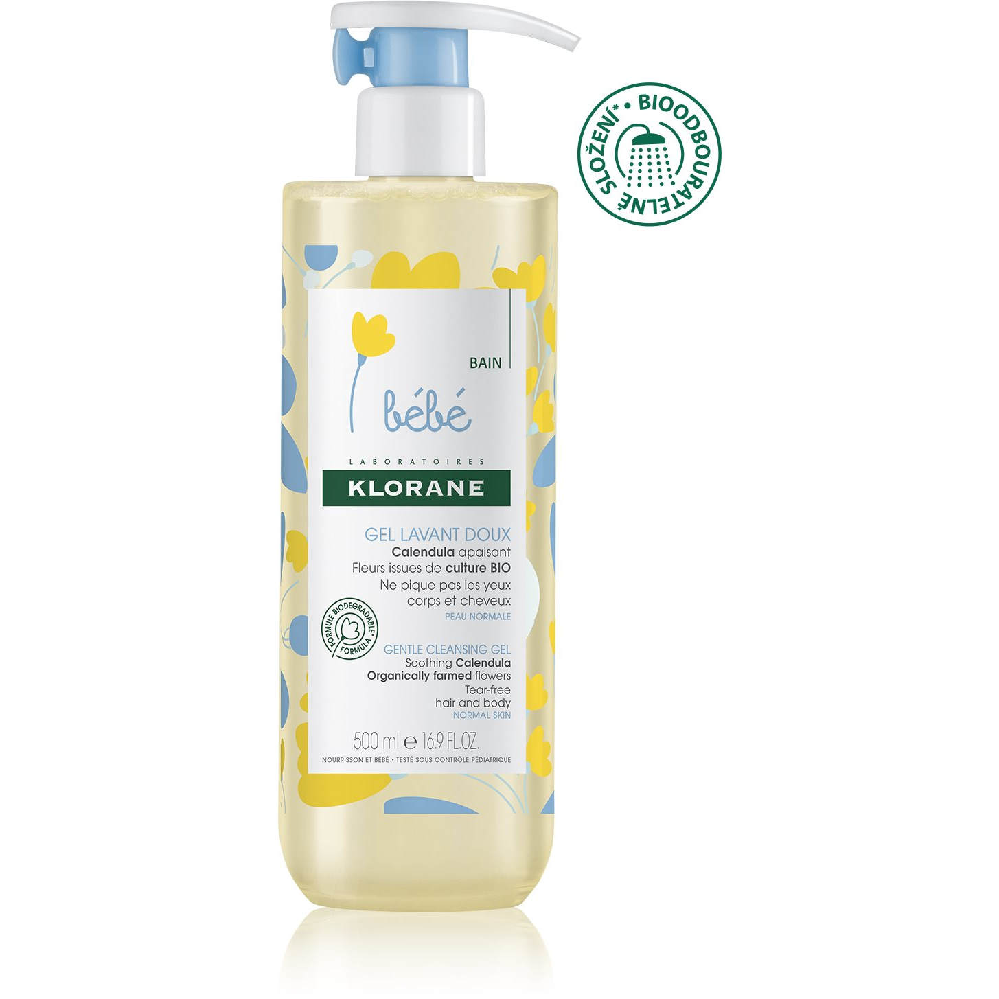Klorane Bébé gyengéd tusfürdő és sampon egyben, 500ml (3282770104943)