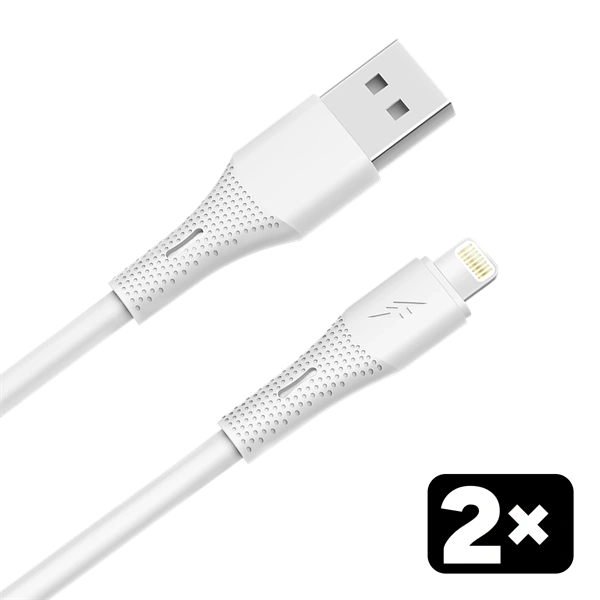 AVAX CB4302 2x USB-A  Lightning szilikon töltőkábel csomag, 1.5 m, fehér (AVAX_CB4302)