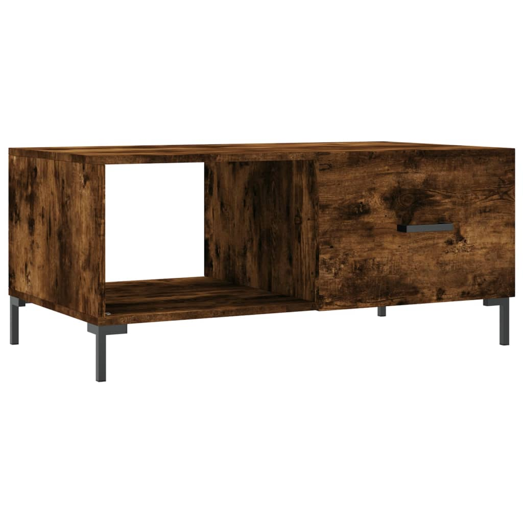 füstös tölgyszínű szerelt fa dohányzóasztal 90 x 50 x 40 cm (829217)