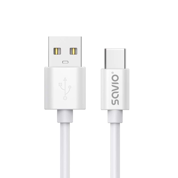Savio CL-168 USB-A apa - USB-C apa Adat és töltő kábel - Fehér (2m)