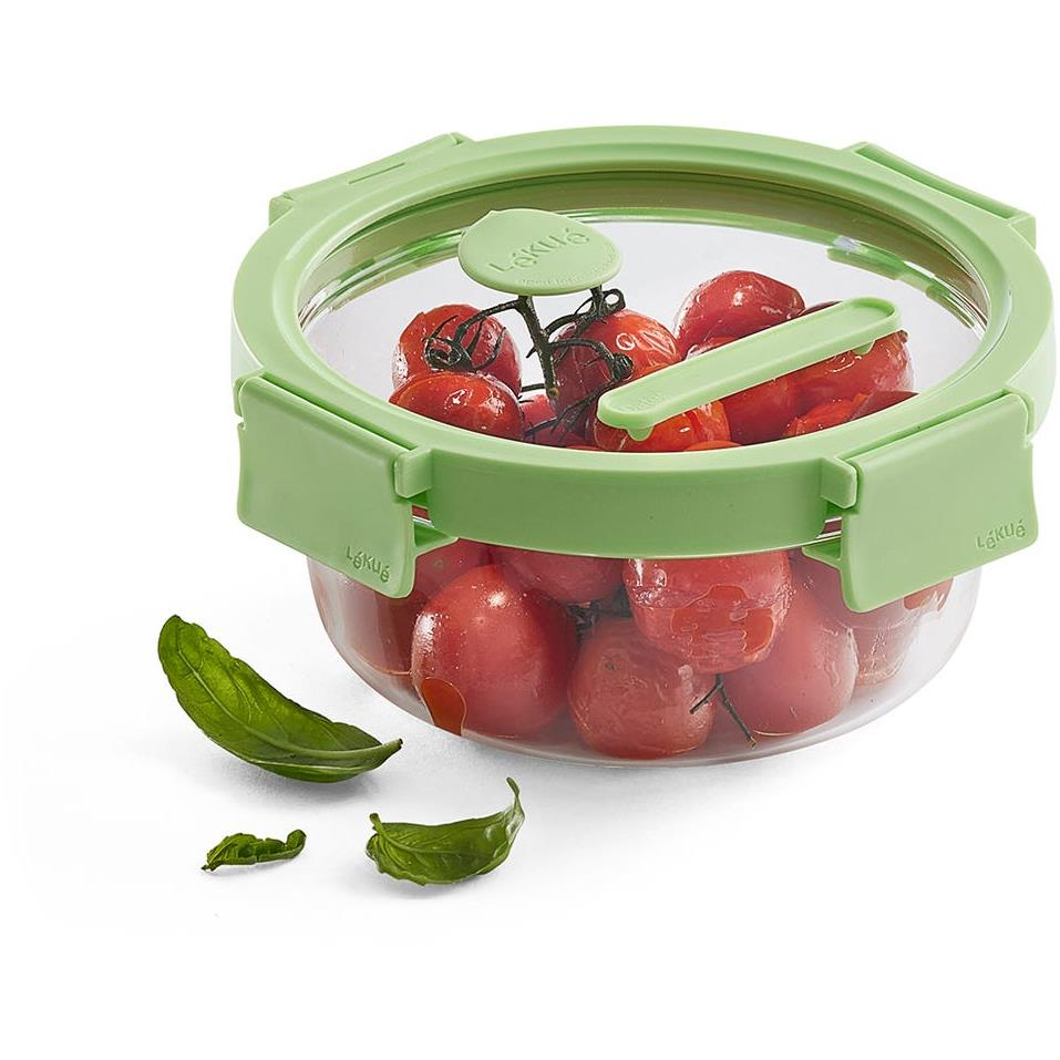 Lékué Glass hermetic food jar Square Glass, round, 650 ml, green (3433650V12U017)