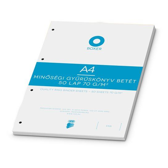 ICO Boxer gyűrűskönyv betét A4 kockás 50 lap fehér (BOXGYB4K) (7490127001)