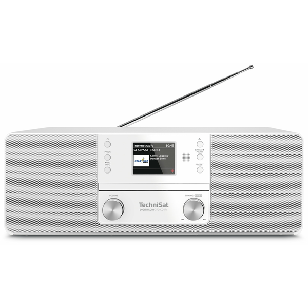 Радио часовник, TechniSat, DIGITRADIO 370 CD IR, DAB +, FM и интернет, CD устройство, USB, Дистанционно управление, 10 W, Бял