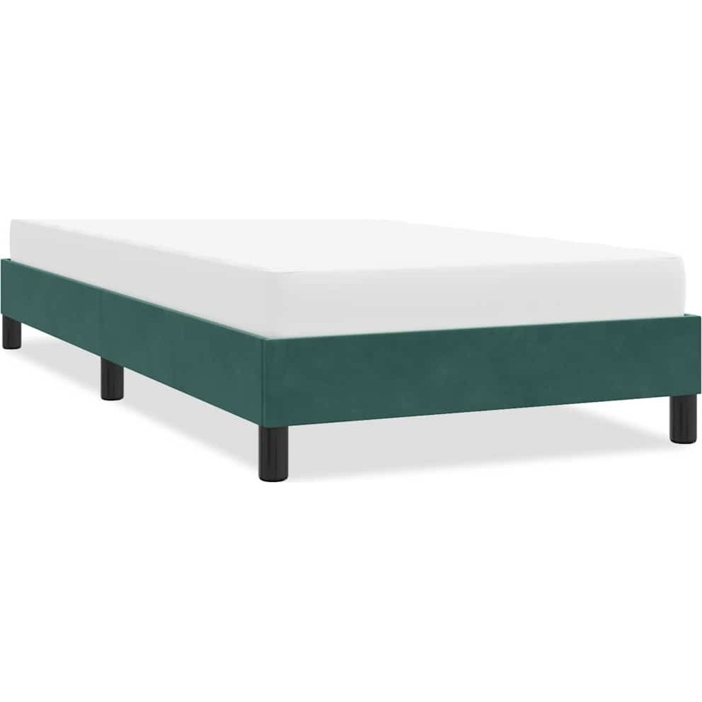 sötétzöld bársony ágykeret matrac nélkül 80x210 cm (4101334)