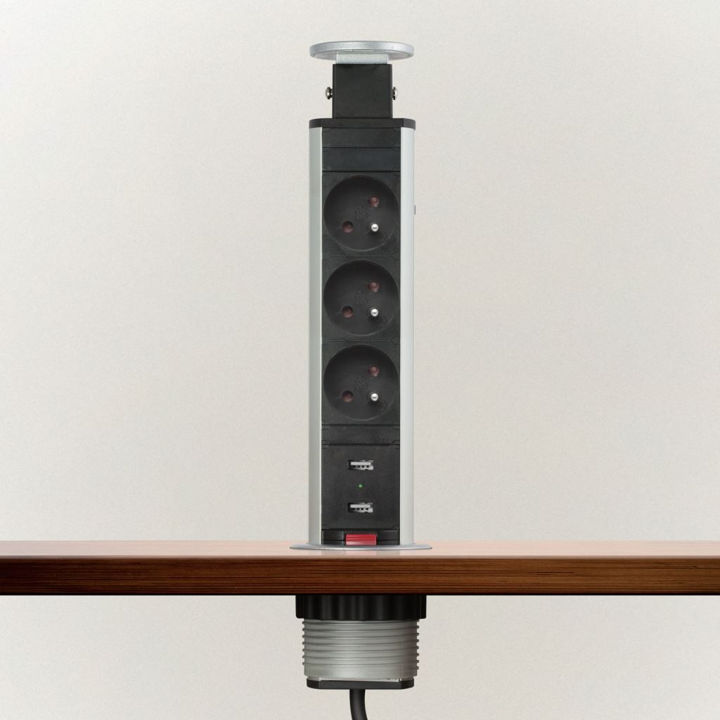 Delight rejtett hálózati elosztó 3 aljzat + 2xUSB szlovák csatlakozó (20430SUF) (20430SUF)