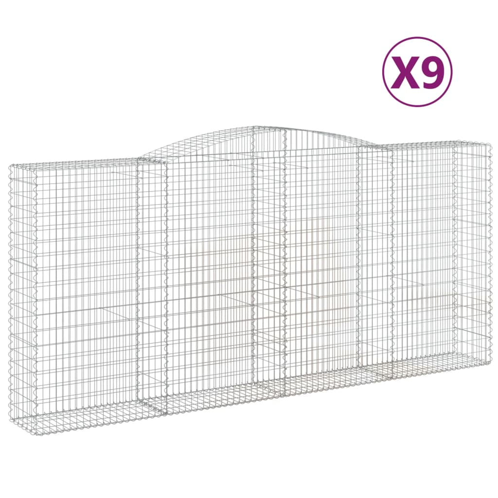 9 db íves horganyzott vas gabion kosár 400x50x180/200 cm (3147055)