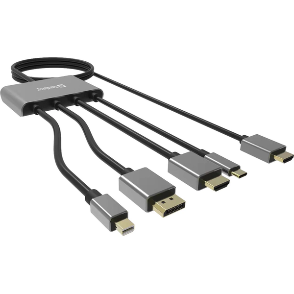 Sandberg 509-21 адаптер за видео кабел 2 м HDMI тип A (стандартен) DisplayPort + Mini DisplayPort + HDMI + USB Type-C Черен