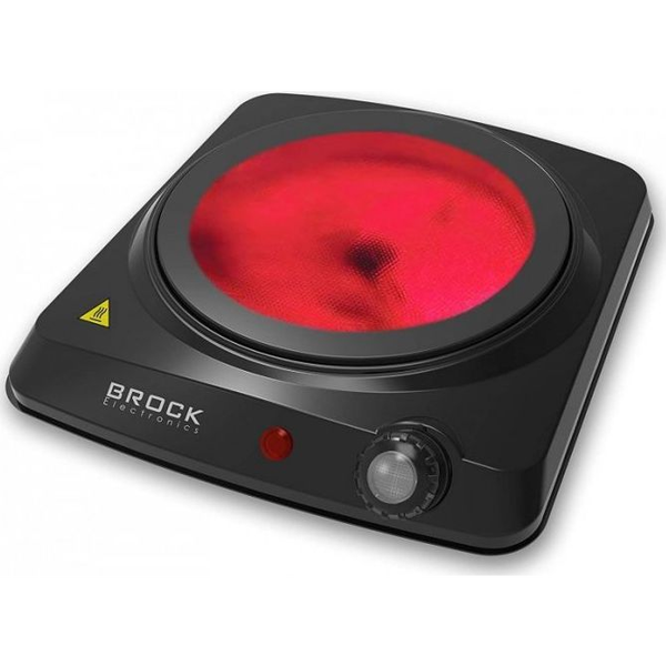 Brock HPI 3001 BK, 1200W, 1 zónás, Infravörös, Üvegkerámia, Hordozható, Fekete, Elektromos főzőlap