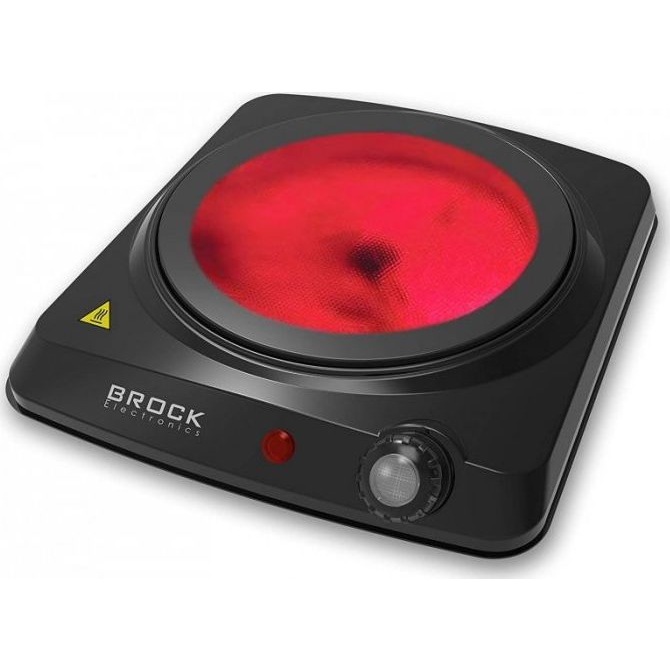 Brock HPI 3001 BK, 1200W, 1 zónás, Infravörös, Üvegkerámia, Hordozható, Fekete, Elektromos főzőlap (HPI3001BK)