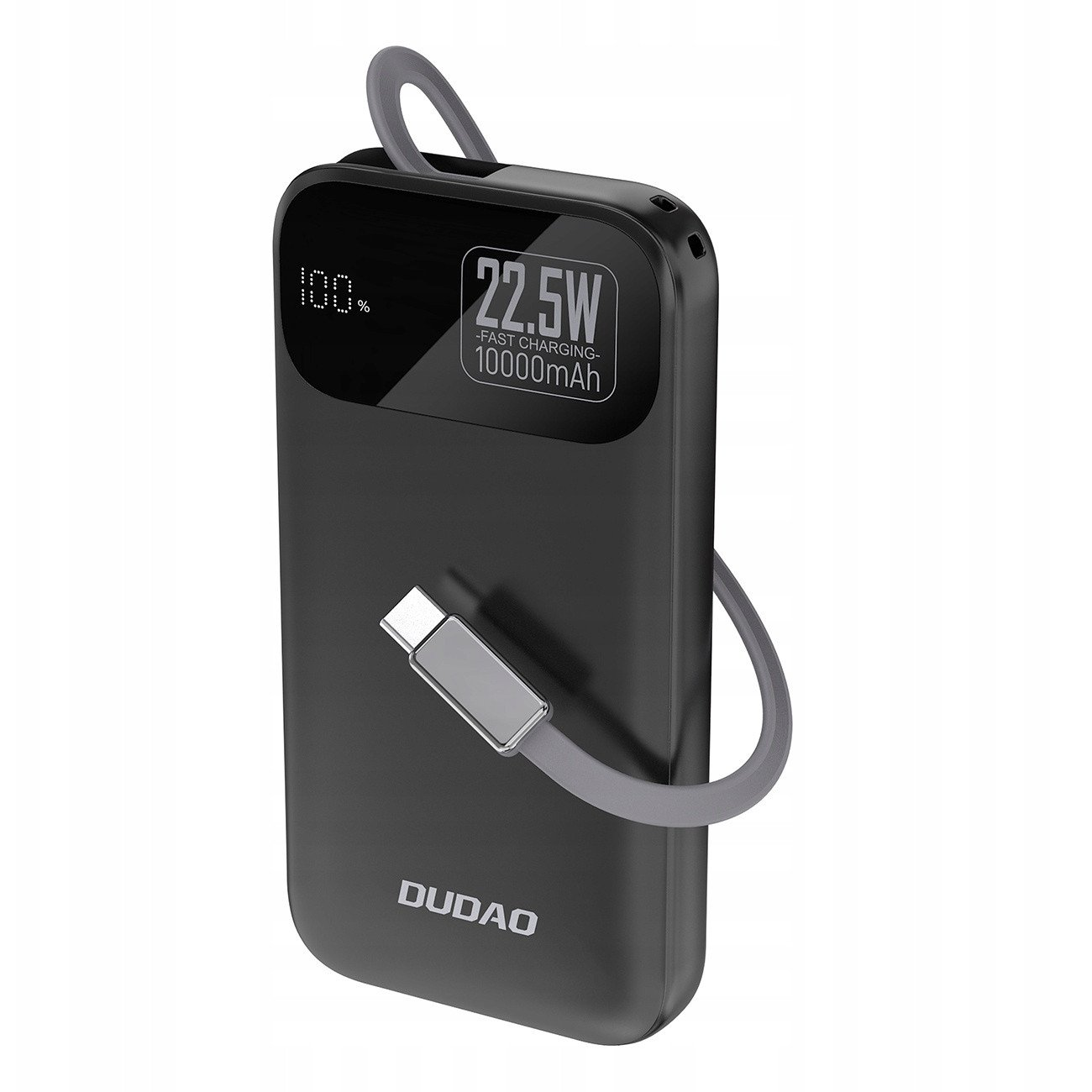 Dudao K31 10000 mAh 22.5W PD Power Bank beépített kábellel - Fekete (DDA508)