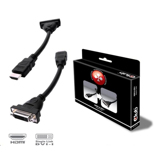 CLUB3D HDMI to DVI-I Single Link Adapter Cable 0,40 M Fekete