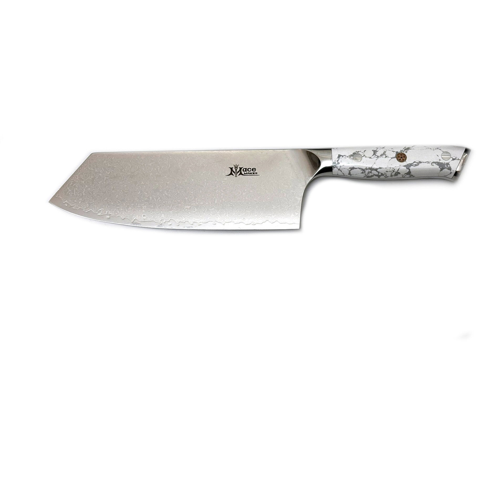 MaceMaker WHITE STONE CLEAVER SanMai damaszkuszi konyhakés (8594176645889)
