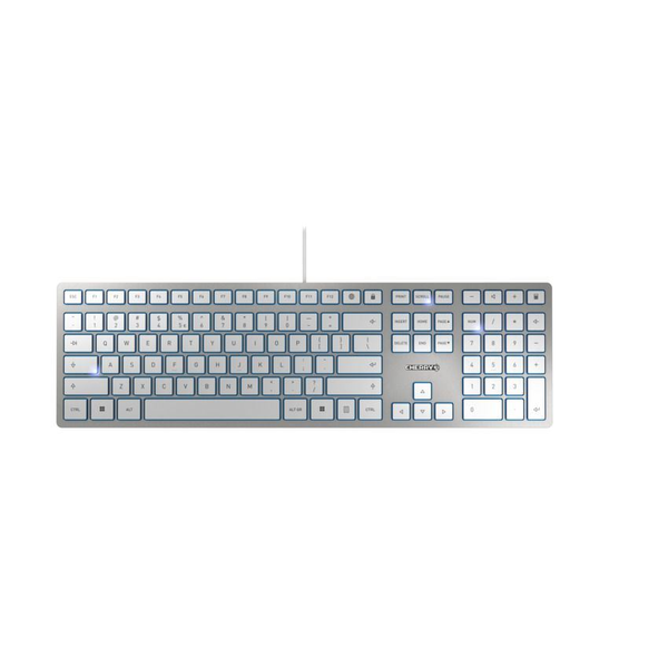CHERRY KC 6000 Slim tastatur Universel USB US engelsk Sølv, Hvid