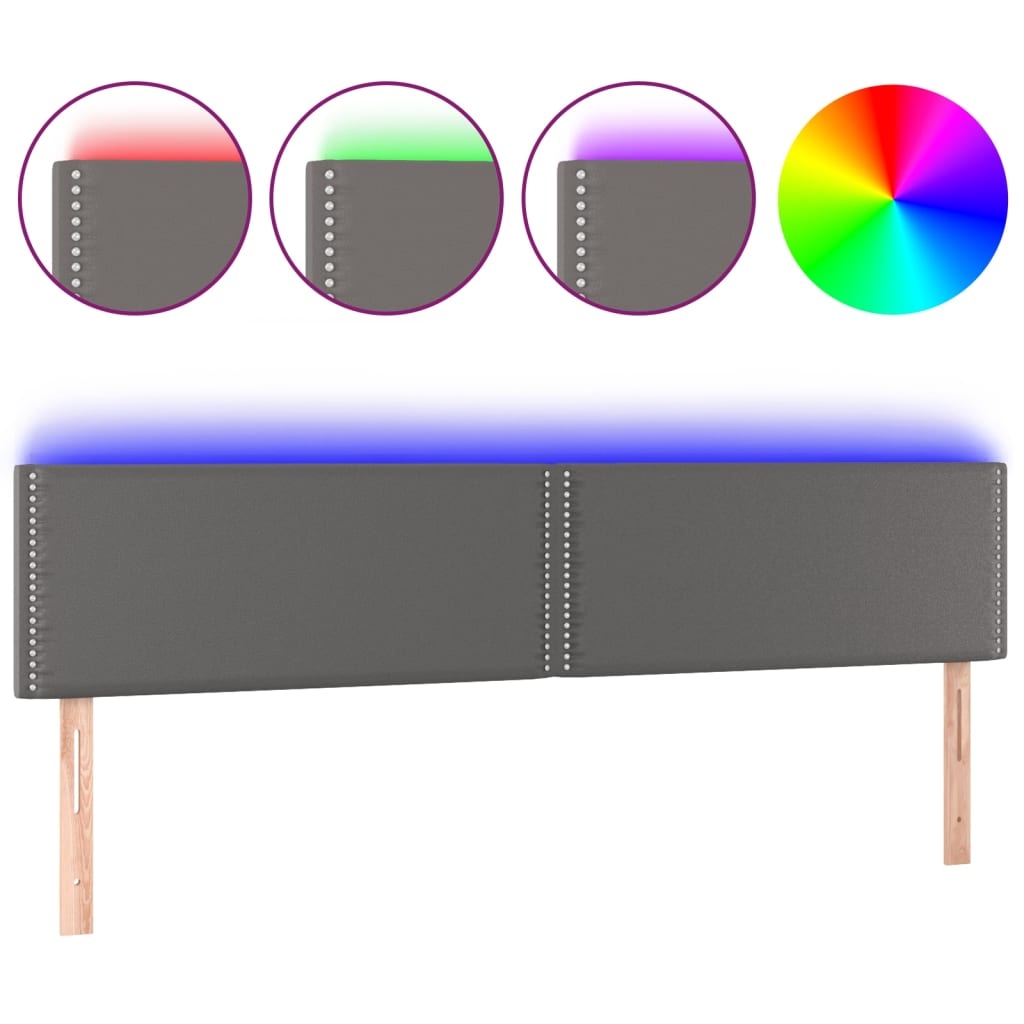 szürke műbőr LED-es fejtámla 180 x 5 x 78/88 cm (3121578)
