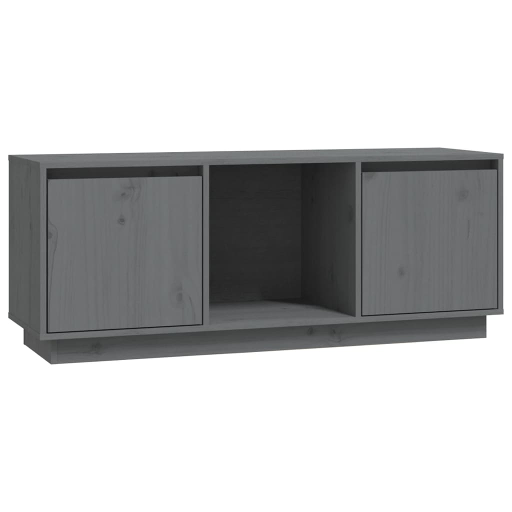 szürke tömör fenyőfa TV-szekrény 110,5 x 35 x 44 cm (814341)