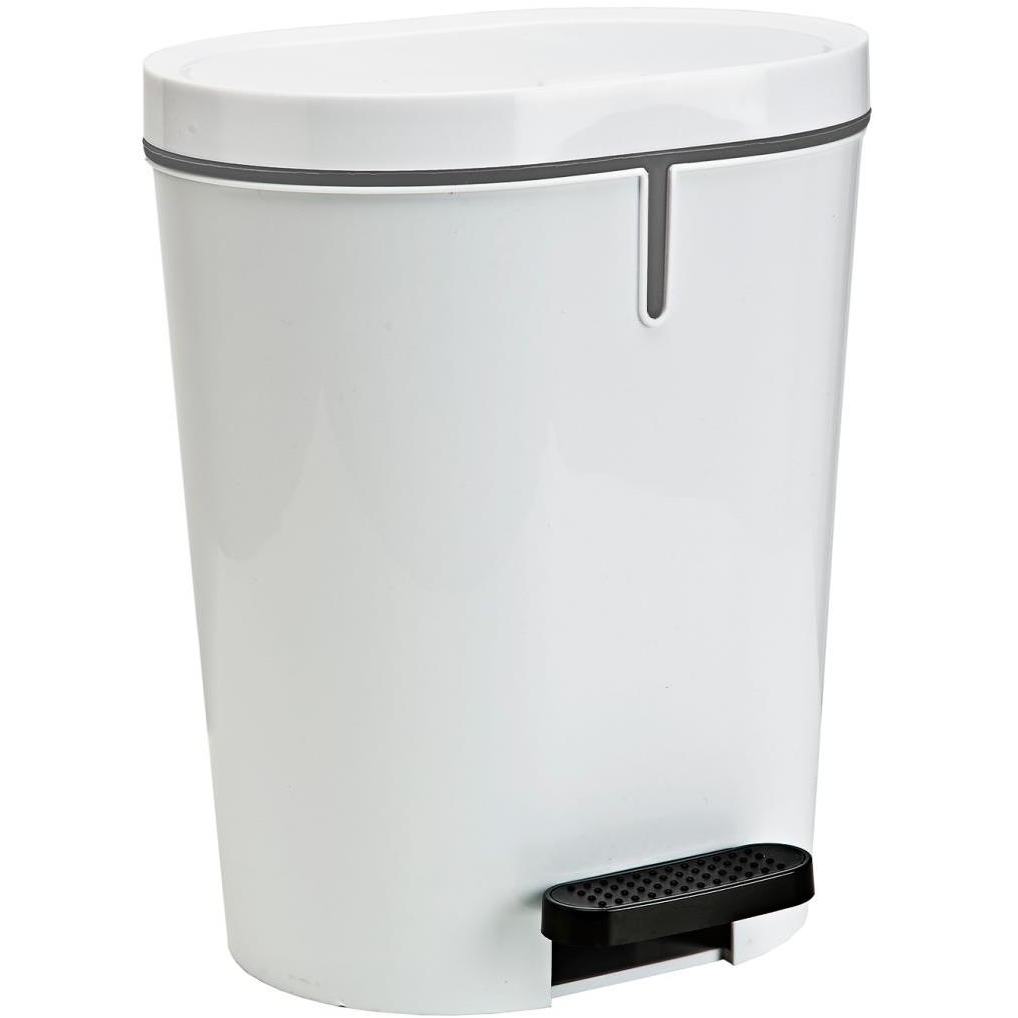 Denox Oval pedálos szemetes, 25 l, műanyag, fehér (24200,05)