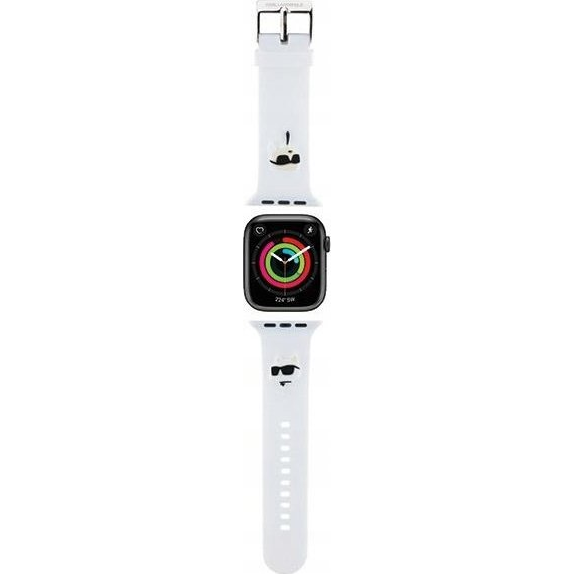 CG MOBILE KARL LAGERFELD KARL AND CHOUPETTE HEAD NFT pótszíj (egyedi méret, kicsi, szilikon, fém csat) FEHÉR Apple Watch Series 5 40mm / Watch Series 4 40mm / Watch Series 3 38mm (KLAWMSLKCNH)