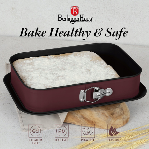 BerlingerHaus BH/7941 Leonardo Collection Szögletes Tortaforma - 39 cm, Szénacél