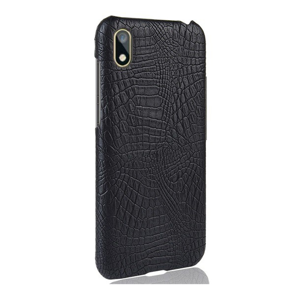 Műanyag telefonvédő (bőr hatású, krokodilbőr minta) FEKETE [Honor 8S (2020)] (5996457888191)