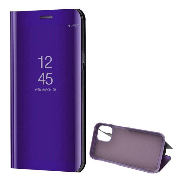 Tok álló (aktív FLIP, oldalra nyíló, asztali tartó funkció, tükrös felület, Mirror View Case) LILA [Apple iPhone 12 mini] (5996457999835)