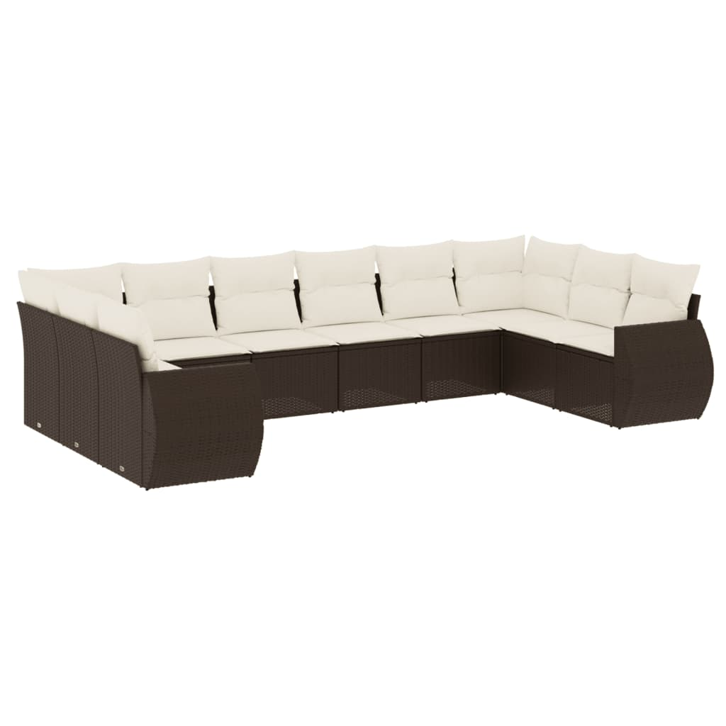 10 részes barna polyrattan kerti ülőgarnitúra párnákkal (3254210)
