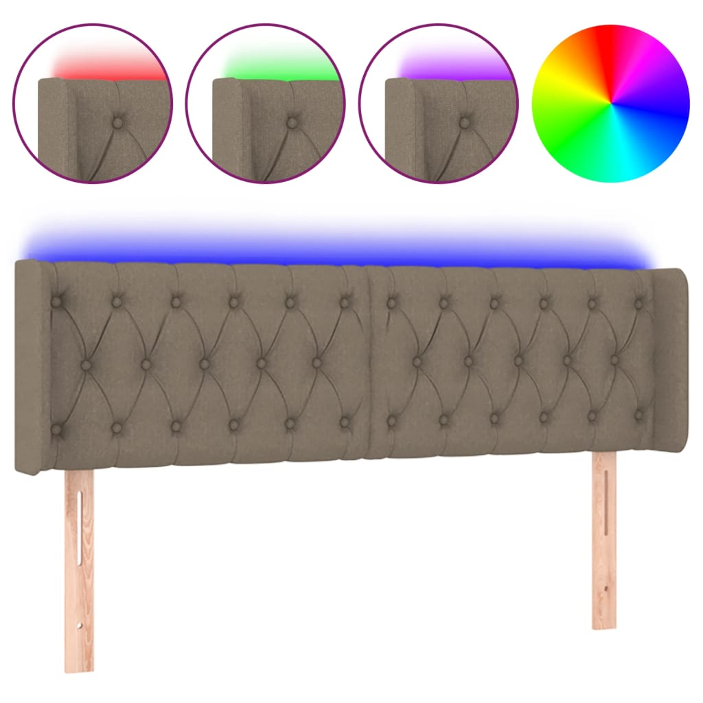 tópszínű szövet LED-es fejtámla 147 x 16 x 78/88 cm (3123574)