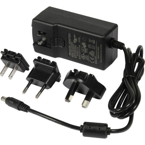 Z ALLNET Ersatznetzteil 12V/5A EU Type schwarz mit Adapter EU,US,UK
