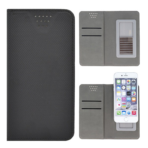 Tok álló, bőr hatású (oldalra nyíló, csúsztatható, öntapadós rögzítés, univerzális, 5.5-5.7