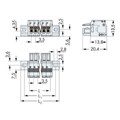 WAGO Hüvelyház kábel 2734 Pólusok száma 5 Raszterméret: 3.50 mm 2734-105/031-000 50 db (2734-105/031-000)