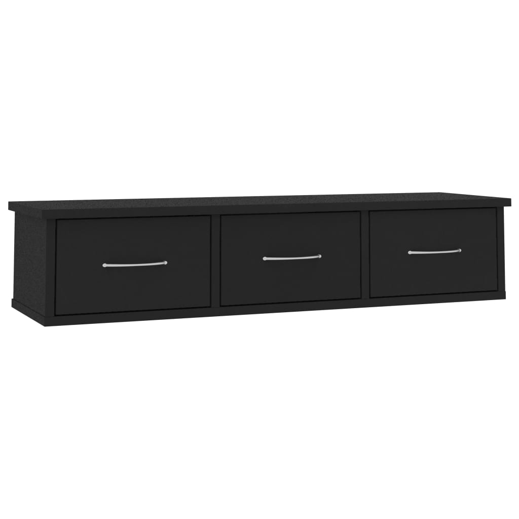fekete falra szerelhető fiókos polc 88 x 26 x 18,5 cm (800595)