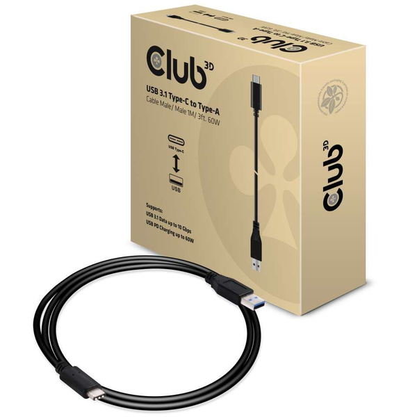CLUB3D CAC-1523 USB-kabel USB 3.2 Gen 1 (3.1 Gen 1) USB C USB A Zwart