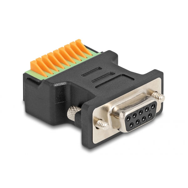 DELOCK D-Sub 9 Bu > Terminalblock Adapter mit Drucktaster