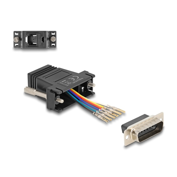 Delock D-Sub 15 Pin Stecker zu RJ12 Buchse Montagesatz schwarz