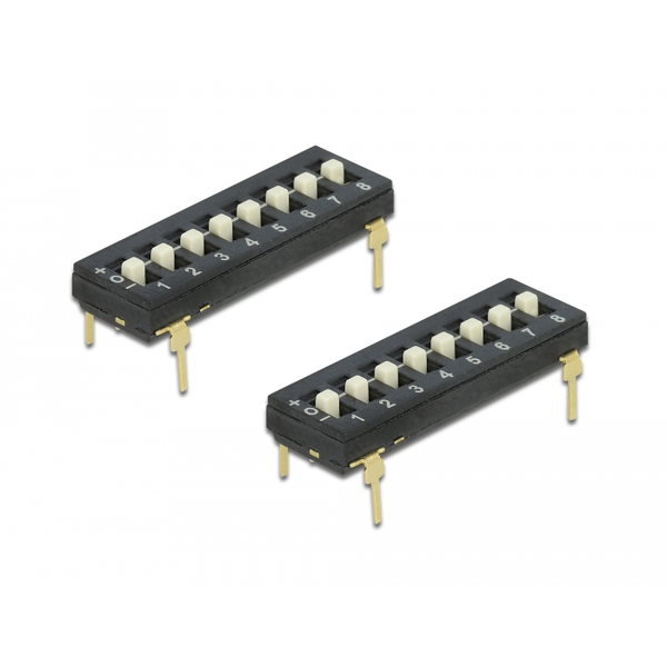 DELOCK DIP-Schalter Tri-State 8-Stellig 2,54mm Rastermaß THT