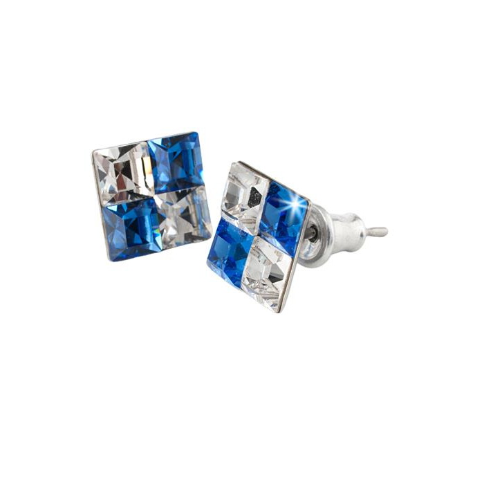 Art Crystella Fülbevaló négyzet alakú zafírkék-fehér SWAROVSKI® kristállyal (1800XPE002)