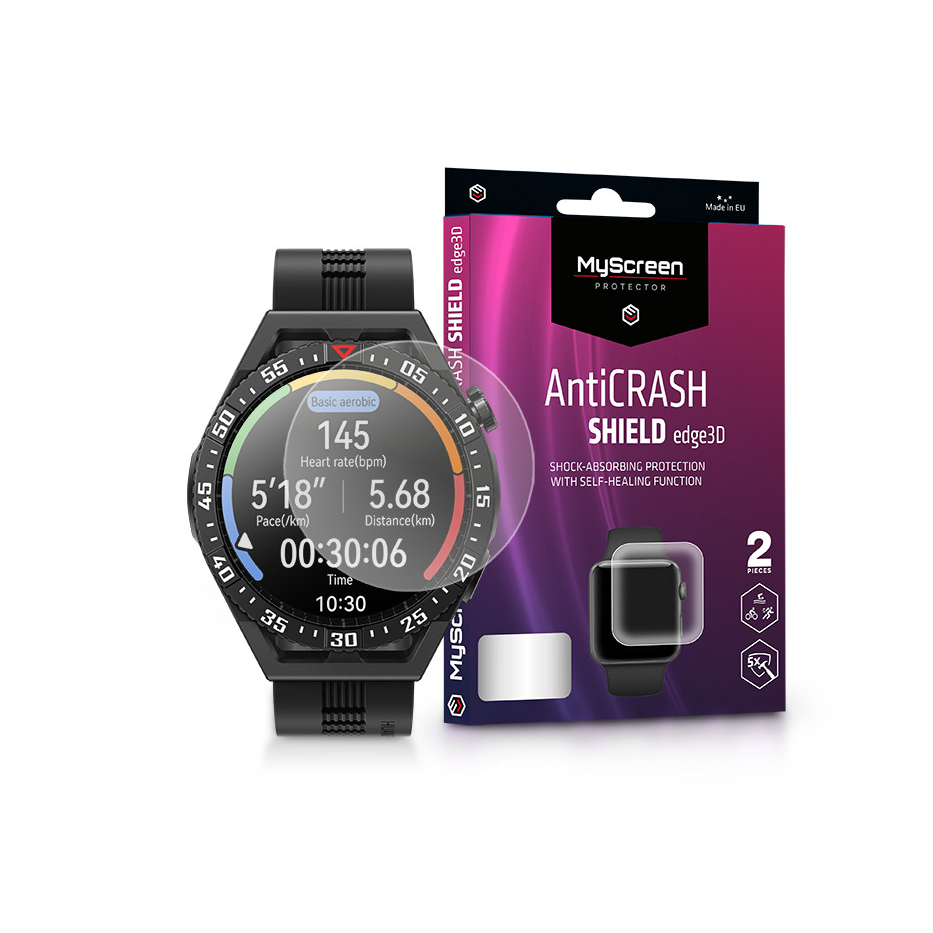 Huawei Watch GT 3 SE ütésálló képernyővédő fólia - MyScreen Protector AntiCrash Shield Edge3D - 2 db/csomag - transparent (LA-2303)