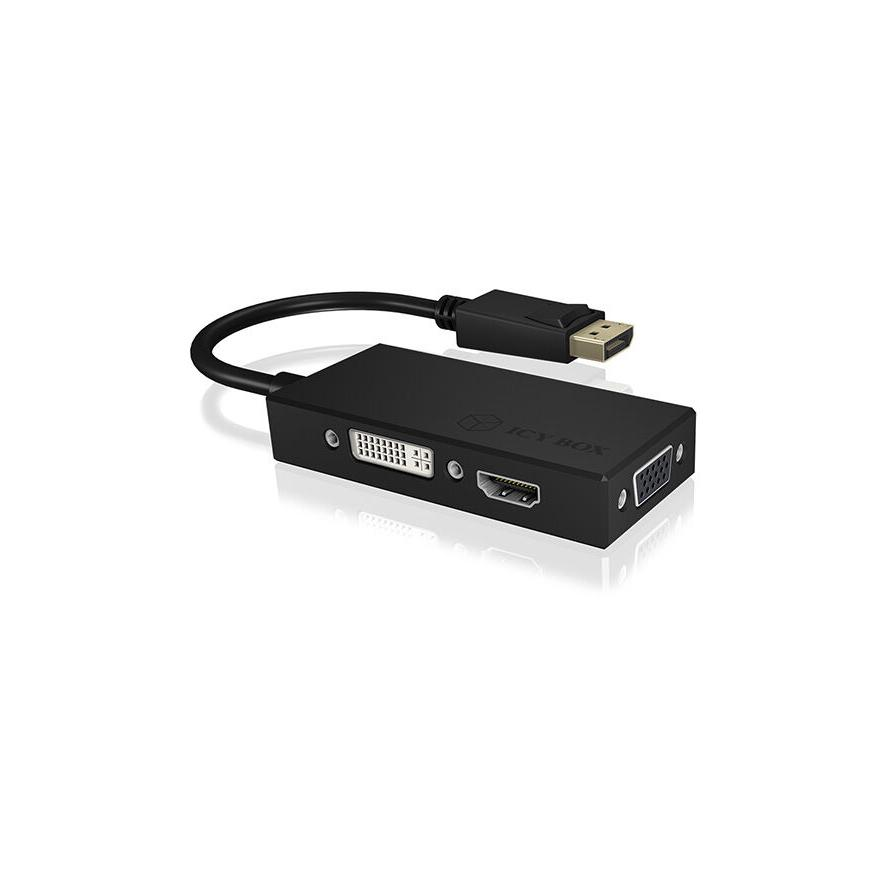 ICY BOX IB-AC1031 DisplayPort DVI-D + VGA (D-Sub) + HDMI Fekete (IB-AC1031)