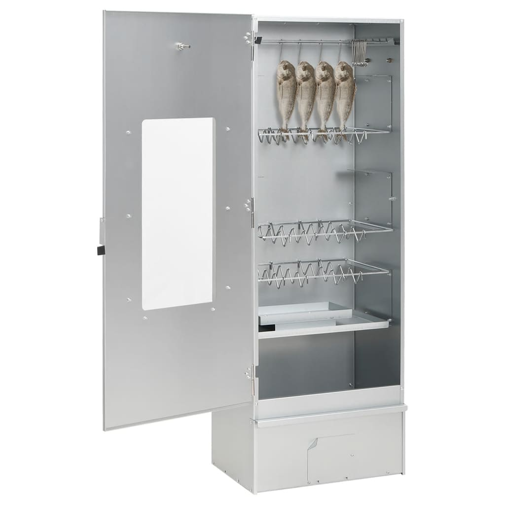 horganyzott acél BBQ füstölőkemence faaprítékkal 44,5x29x110 cm (364743)