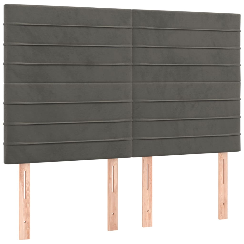 4 db sötétszürke bársony fejtámla 72 x 5 x 78/88 cm (3116521)