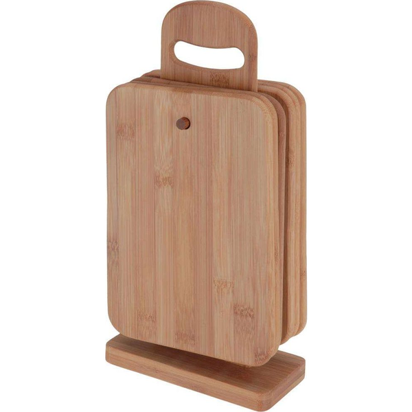 Juego De Tablas De Cortar Con Soporte 7 Pzas Bambú Excellent Houseware