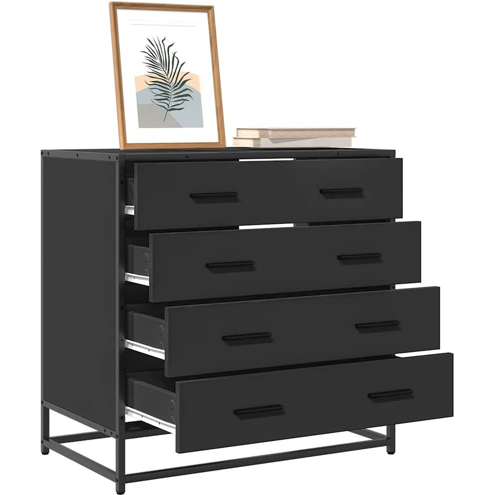 fekete szerelt fa fiókos szekrény 70x41x70 cm (849079)