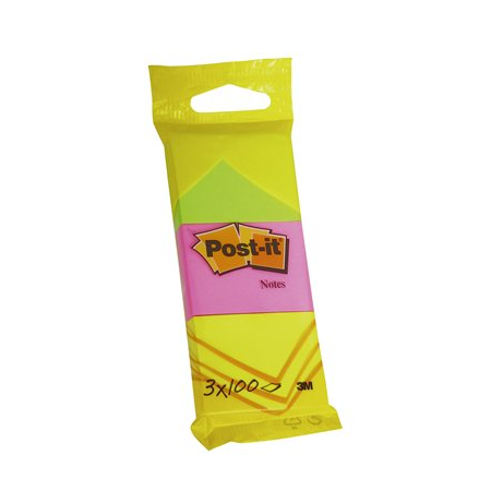 3M 38x51mm öntapadó jegyzettömb (300 lap) - Neon színek (FT510094053)