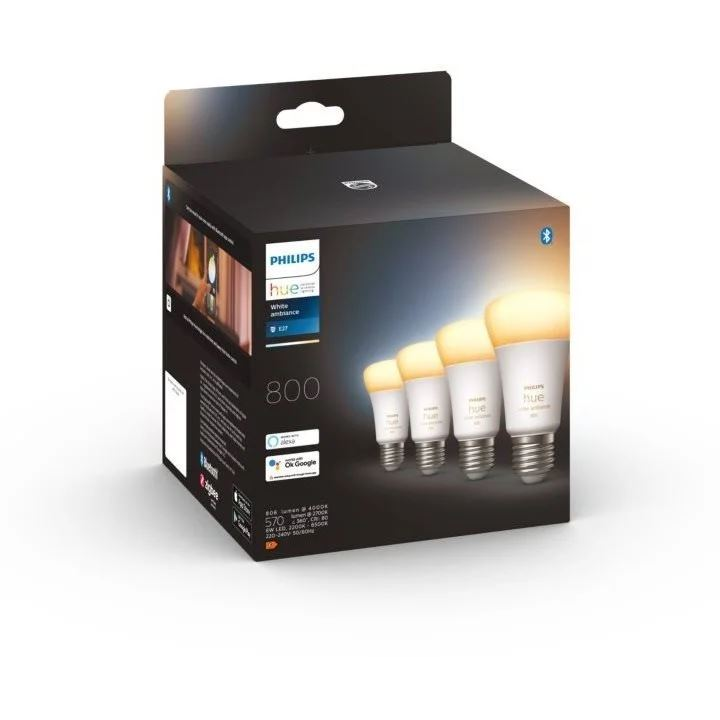Philips Hue White Ambiance E27 6W LED fényforrás 4db (929002489804 / 8719514328280) (8719514328280)