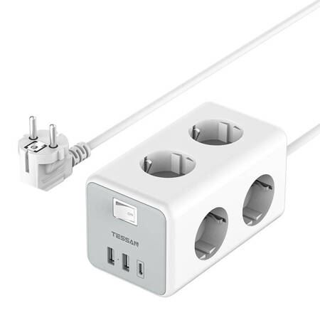 Tessan 6x AC, 2x USB-A, 1x USB-C hálózati elosztó (TS-306-C) (TS-306-C)
