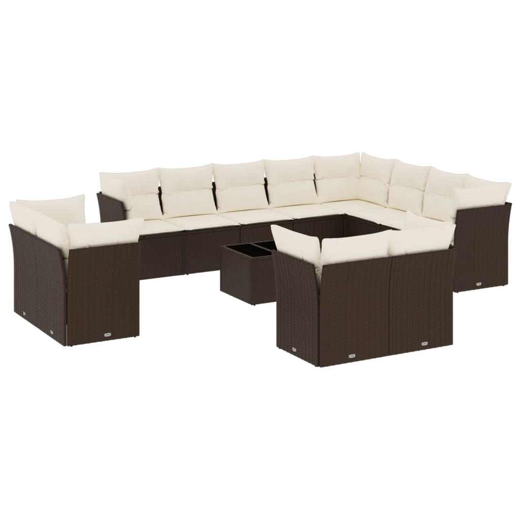 13 részes barna polyrattan kerti ülőgarnitúra párnákkal (3250382)