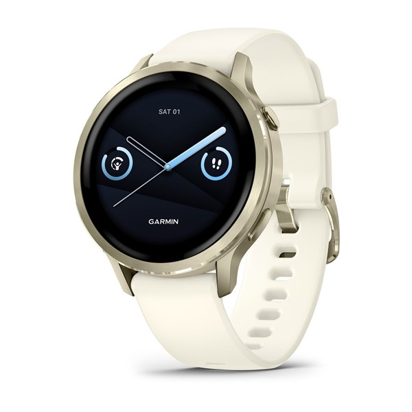 Garmin Venu 4 41mm Lunar Gold okosóra szilikon szíjjal