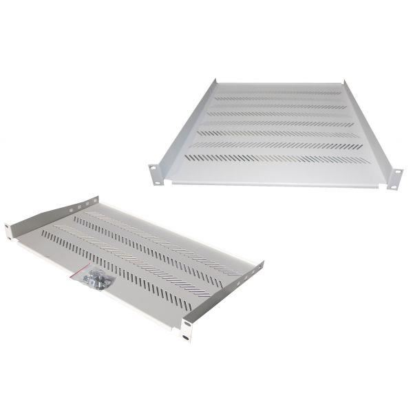 Fixed Shelf 19", 1u, Depth 450 Mm, Load Capacity 25 Kg, 4-point Mounting, Grey, Screws And Bracket In Set.