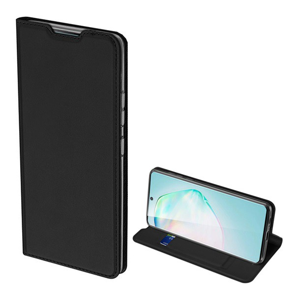 DUX DUCIS SKIN PRO tok álló, bőr hatású (FLIP, oldalra nyíló, bankkártya tartó, asztali tartó funkció) FEKETE [Samsung Galaxy S10 Lite (SM-G770F) ] (5996457933990)