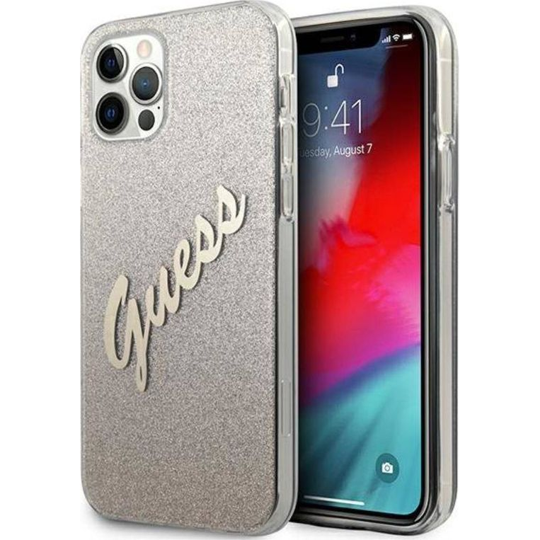Guess PC/TPU Vintage Apple iPhone 12 Pro Max hátlap tok, átmenetes arany (GUE837GLD)